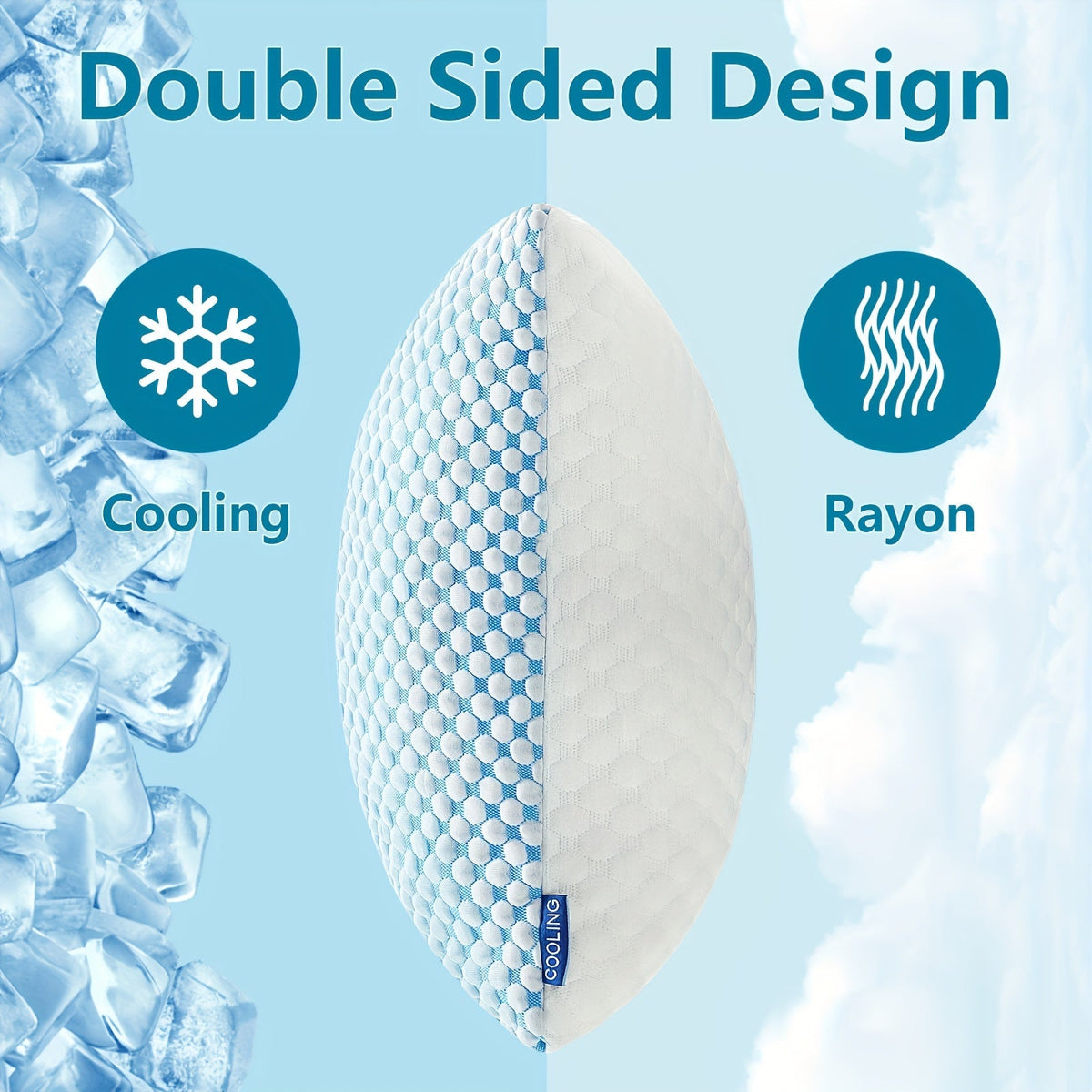 Lot de 2 oreillers rafraîchissants format King – Qualité hôtelière, ne s'affaissent pas, garnissage en mousse à mémoire de forme et alternative au duvet, housse en polyester et viscose, lavables en machine, pour dormeurs sur le côté, le dos ou le ventre
