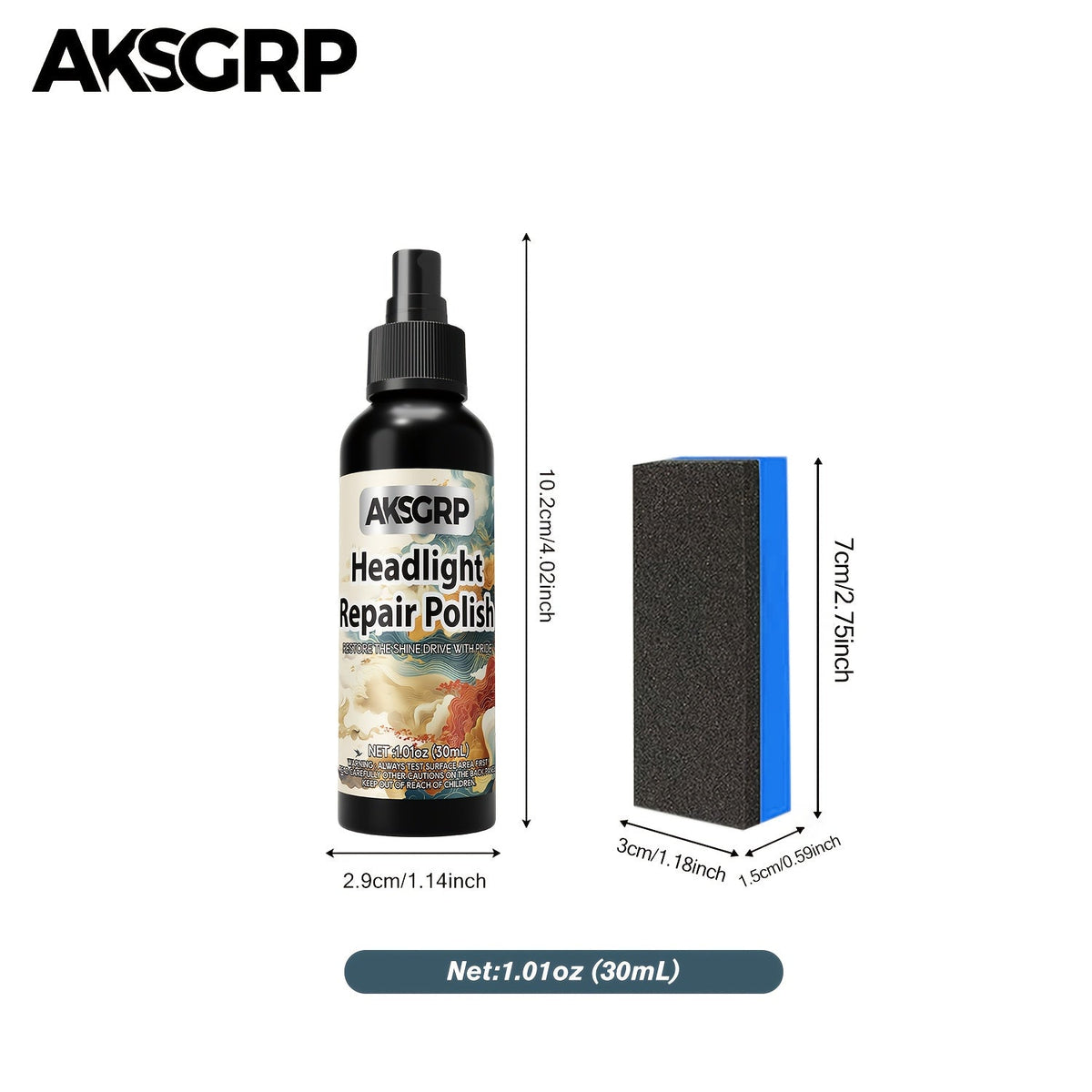 Kit de polissage pour restauration de phares – Formule cristalline anti-jaunissement pour phares, feux arrière et antibrouillards ternis, rénovateur d'éclairage auto multi-usage, 30 ml / 50 ml / 120 ml