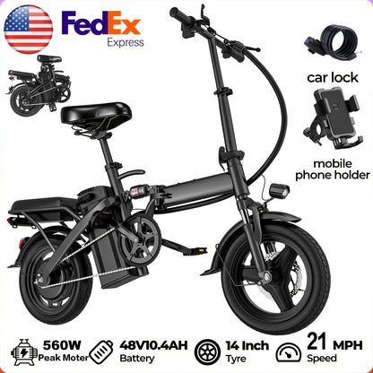 Urban Commuter Electric Scooter & Folding E-Bike 560W Peak Motor 48V Up to 35 Miles Range 330lbs Capacity – 15 to 24.5MPH City Commute E-Scooter for Adults