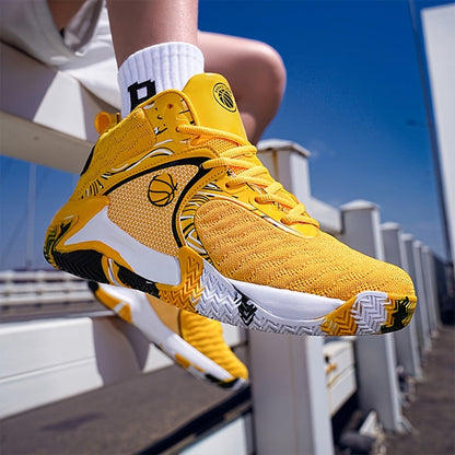 Chaussures de basket-ball montantes pour hommes, semelle en caoutchouc antidérapante, baskets à lacets respirantes pour hommes, chaussures de sport durables pour la course, 3 couleurs, tailles US 6,5-13,5, soutien de la cheville avec amorti