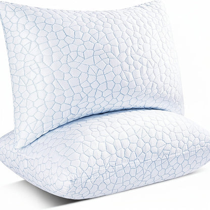 Lot de 2 oreillers rafraîchissants format King – Qualité hôtelière, ne s'affaissent pas, garnissage en mousse à mémoire de forme et alternative au duvet, housse en polyester et viscose, lavables en machine, pour dormeurs sur le côté, le dos ou le ventre