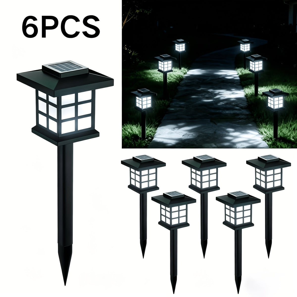 Lampes solaires d'extérieur à LED pour allée de jardin, éclairage paysager étanche IP44 pour trottoir, allée, pelouse, cour – Blanc chaud, lot de 6, 12 ou 24 – Décoration de Noël et de fêtes