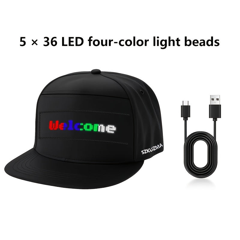 Casquette LED programmable contrôlée par application avec texte défilant et animation, casquette lumineuse unisexe réglable, intelligente, pour fête, mariage, Saint-Valentin, carnaval, festival, hommes et femmes