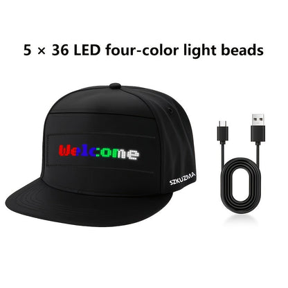 Casquette LED programmable contrôlée par application avec texte défilant et animation, casquette lumineuse unisexe réglable, intelligente, pour fête, mariage, Saint-Valentin, carnaval, festival, hommes et femmes