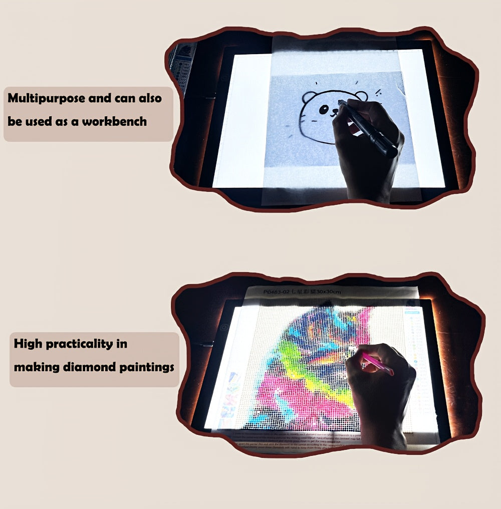 Tablette lumineuse LED A2 A3 A4 à luminosité réglable, double bande LED, table lumineuse pour diamond painting, croquis, dessin et art
