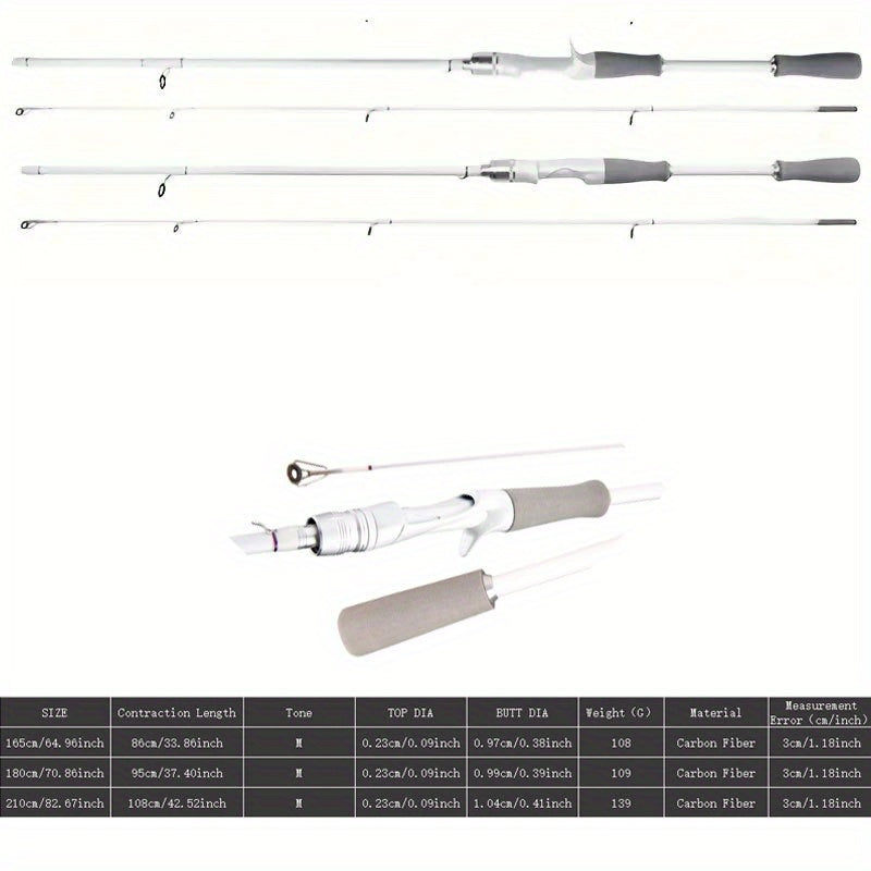 Canne à pêche en fibre de carbone, casting et spinning, action rapide, scion sensible, poignée EVA, pour la pêche en eau douce et en mer (bar), 165 cm, 180 cm, 210 cm, canne légère à haute résistance, blanche