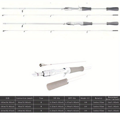 Canne à pêche en fibre de carbone, casting et spinning, action rapide, scion sensible, poignée EVA, pour la pêche en eau douce et en mer (bar), 165 cm, 180 cm, 210 cm, canne légère à haute résistance, blanche