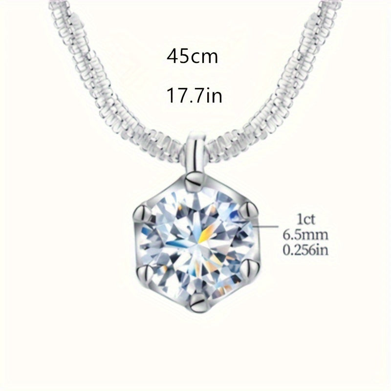 Collier pendentif éclatant en moissanite de 1 carat en argent sterling 925 – Alternative brillante au diamant, bijou de luxe élégant pour femme, cadeau idéal pour mariage, promesse, anniversaire de mariage et fête des Mères