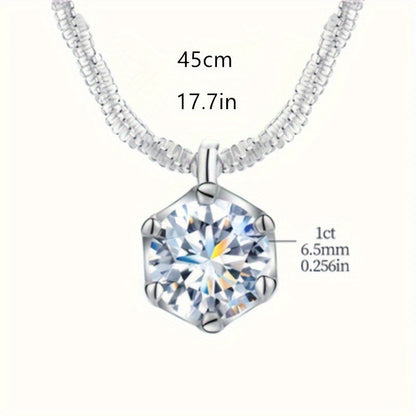 Collier pendentif éclatant en moissanite de 1 carat en argent sterling 925 – Alternative brillante au diamant, bijou de luxe élégant pour femme, cadeau idéal pour mariage, promesse, anniversaire de mariage et fête des Mères