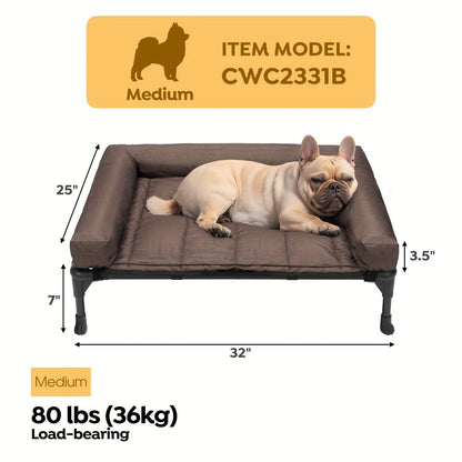 Lit surélevé rafraîchissant pour chien avec matelas amovible – Canapé pour chien surélevé avec rebords, filet respirant et pieds antidérapants pour une utilisation en intérieur et en extérieur
