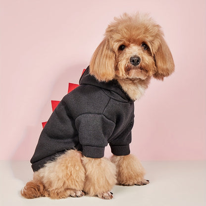 Sweat-shirt costume de dinosaure pour chiens et chats - Costume rigolo à capuche pour animaux avec épines de dino, tenue de cosplay douce et chaude pour Halloween pour petits et moyens animaux