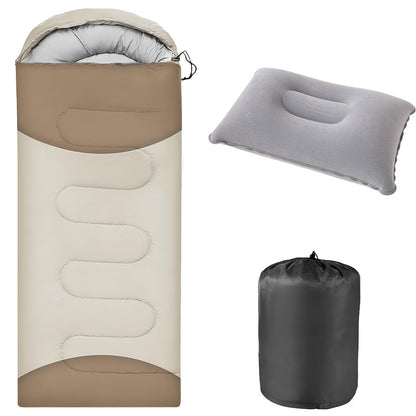 Sac de couchage 3 saisons avec oreiller et sac de compression – Système de couchage léger pour adultes, randonnée, sac à dos, aventures en plein air, voyage et utilisation d'urgence, 4 couleurs