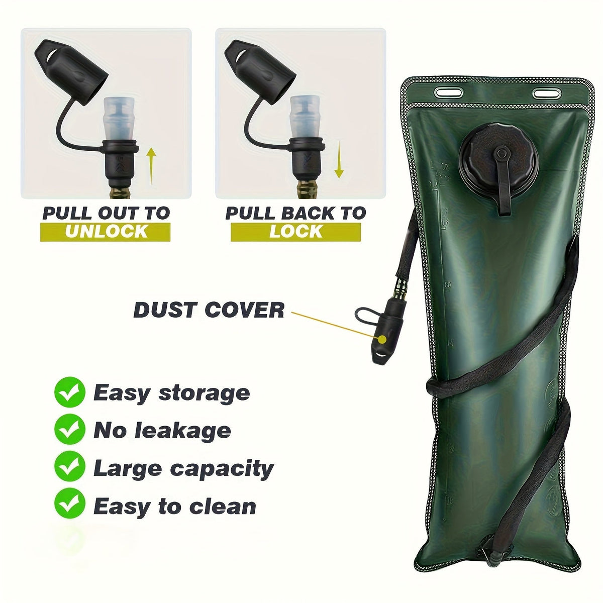 Sac à dos d'hydratation avec poche à eau de 3 L – Sac de randonnée en nylon avec réservoir inclus pour le camping, le trail et les aventures en plein air, disponible en kaki, vert, camouflage et camouflage gris