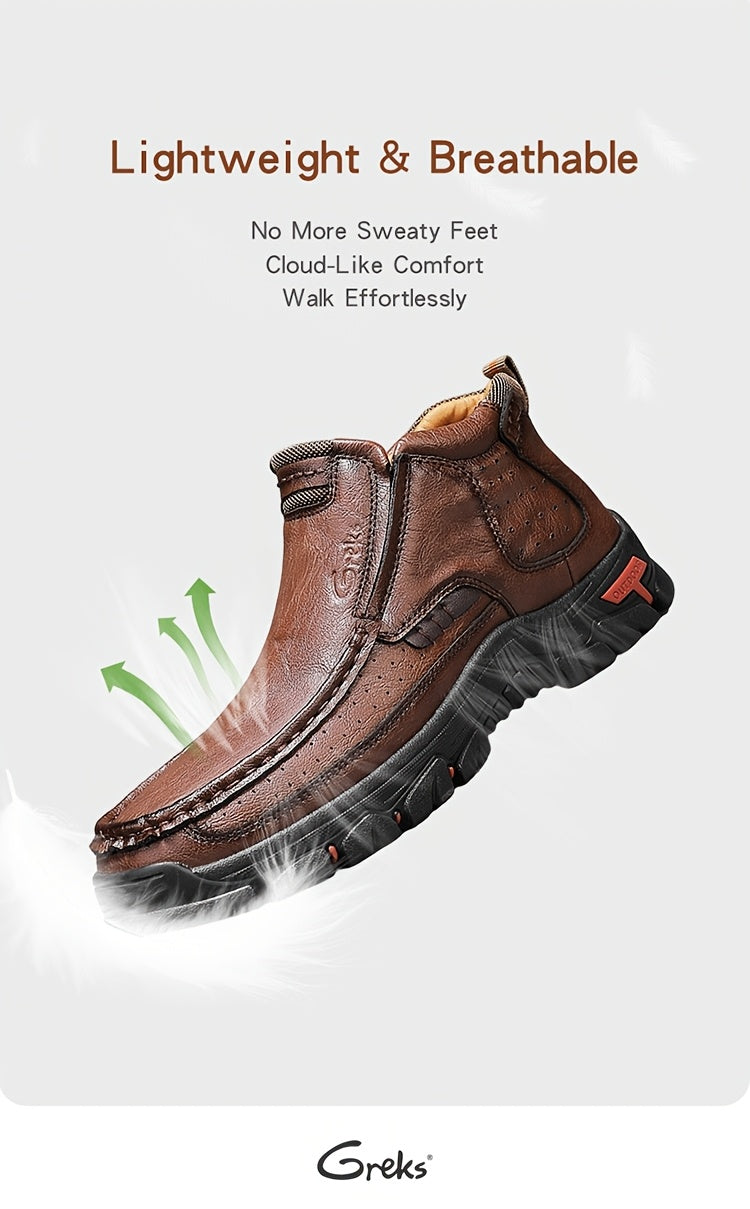 Bottines à enfiler cousues main pour homme GREKS, mocassins décontractés style Chukka, semelle antidérapante pour la randonnée, la conduite et le quotidien – chaussures légères et confortables pour homme