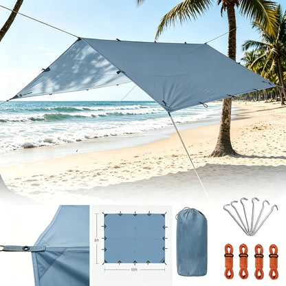 Toile de tente de camping avec protection UV et support en alliage – Abri pliable et portable pour 4 personnes pour randonnée, camping, jardin et survie en plein air | Auvent de camping toutes saisons