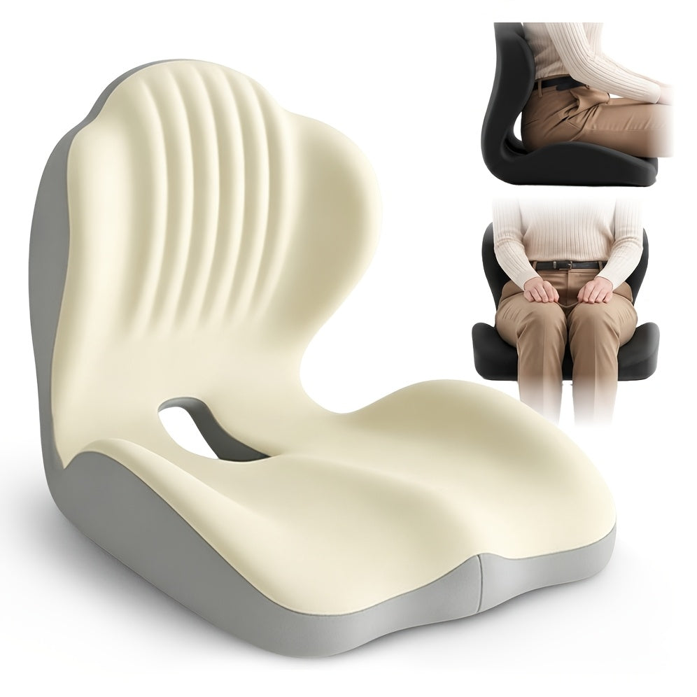 Coussin de siège ergonomique en mousse à mémoire de forme avec soutien lombaire et design creux respirant – Coussin de coccyx confortable pour chaise de bureau, siège auto, position assise prolongée, unisexe