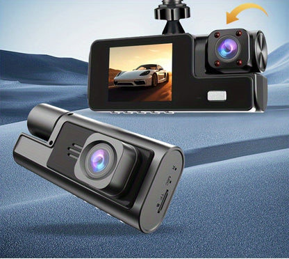 Dashcam 3 canaux 4K avant + 4K intérieur + 1080P arrière avec carte 32 Go offerte, vision nocturne, capteur G, grand angle, enregistrement en temps réel et moniteur de stationnement – Velora