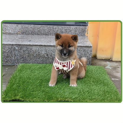 Tapis  de propreté lavable et réutilisable pour chien – Gazon artificiel anti-odeurs avec sacs à déjections, usage intérieur et extérieur, tailles M et L, motif silhouette noire