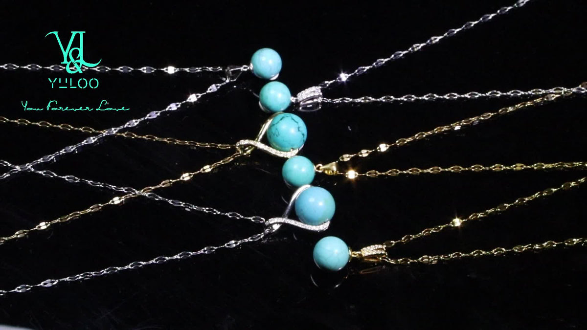 Collier pendentif en argent sterling 925 avec véritable turquoise naturelle, 18+2 pouces – Élégant bijou bohème en pierre précieuse pour femme avec boucles d'oreilles offertes, disponible en argent et en or, cadeau idéal pour elle
