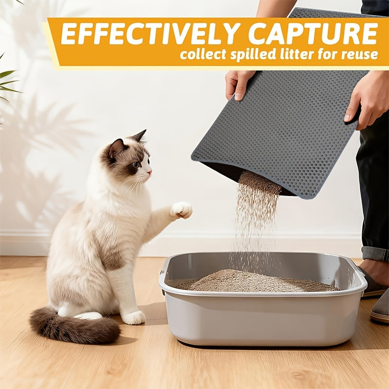 Tapis de litière pour chat en nid d'abeille double couche - Tapis anti-urine avec design facile à nettoyer, protection de sol imperméable pour chats, disponible en dimensions 45x60 cm et 55x75 cm