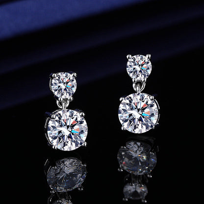 Boucles d'oreilles clous en mo issanite de 5 carats pour femme – Boucles d'oreilles pendantes en argent sterling 925, bijou de luxe brillant, cadeau idéal pour Noël, la Saint-Valentin et les occasions spéciales
