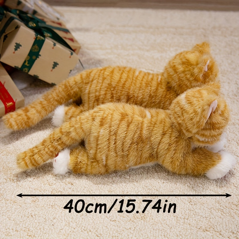 Peluche chat réaliste - adorable chaton en peluche pour enfants, poupée en peluche douce et réaliste disponible en 6 couleurs (marron, gris, orange, noir, noir et blanc, blanc), cadeau pour garçons et filles de tous âges
