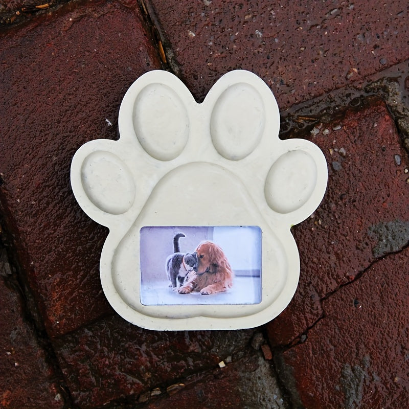 Kit de moulage pour pierre commémorative d'animal de compagnie – Moule en plâtre avec empreinte de patte de grand chien et cadre photo pour pierre tombale de jardin, marqueur de tombe DIY et ornement souvenir pour chiens et chats