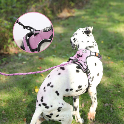 Ensemble harnais anti-traction pour chien avec laisse rétractable, ceinture de sécurité et collier – Harnais gilet entièrement réfléchissant, réglable et respirant avec poignée pour petits et grands chiens, tailles XS–XL