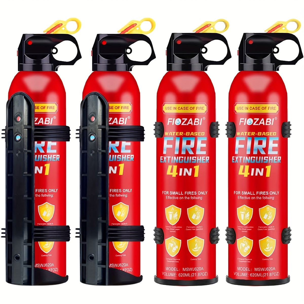 Spray extincteur portatif 4-en-1 à base d'eau avec support pour maison, voiture, cuisine, garage – Classé 0.5-A:21-B:C:5K – Pack de 1, 8 ou 24 bouteilles pour la sécurité de la famille et du véhicule