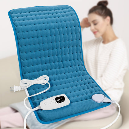 Coussin chauffant extra large 60 cm x 30 cm pour le dos, le cou et les épaules – 6 réglages de chaleur, arrêt automatique, utilisation humide/sèche, flanelle lavable, cadeau idéal