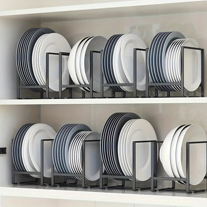 Lot de 4 organisateurs de vaisselle et égouttoirs en acier inoxydable pour placards – Support à assiettes et bols peu encombrant pour placards de cuisine et plans de travail – Ensemble d'organisation de cuisine durable
