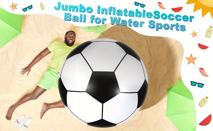 Ballon de football gonflable géant de 102 cm - Jouet d'extérieur extra large pour fêtes à la piscine, jeux de jardin, plage et aire de jeux, ballon de décoration de fête réutilisable pour enfants et adultes