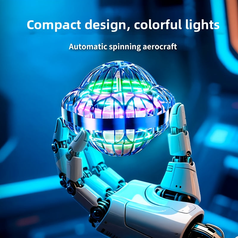 Jouet volant intelligent en forme de soucoupe volante, drone hexagonal rotatif à vol autonome, contrôlé par la main, robot volant d'intérieur, cadeau d'anniversaire ou de Noël pour enfants et adultes, bleu, violet, rouge