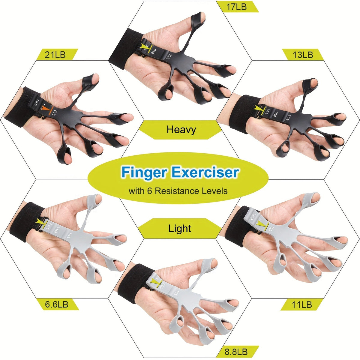 Kit d'entraînement de la force de préhension 4 pièces – Pince de musculation, exerciseur de doigts, anneau de renforcement manuel et extenseur de doigts avec dragonne pour hommes, femmes et athlètes