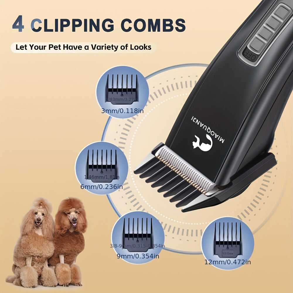 Tondeuse professionnelle pour animaux, rechargeable par USB, sans fil, silencieuse, pour chiens et chats, toutes races, usage domestique ou salon, noir et bleu