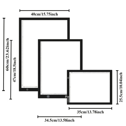 Tablette lumineuse LED pour dessin A2 A3 A4, table à copier ultra-fine à double barre lumineuse avec variateur 3 niveaux et surface sans grille protectrice des yeux pour diamond painting, croquis et dessin