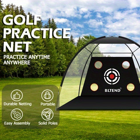 Filet de pratique de golf 10x7 pi avec tapis, balles, tees et sac de transport – Filet de frappe robuste pour jardin, sous-sol et usage intérieur/extérieur, équipement d'entraînement de golf, cadeau pour hommes et femmes
