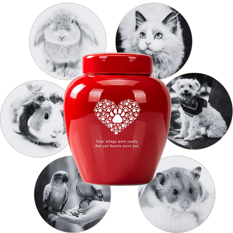 Urne funéraire pour animal en céramique, grande capacité - Urne souvenir de crémation pour chien et chat de haute qualité, gravée « Your Wings Were Ready But Our Hearts Were Not », urne durable pour le deuil, vert foncé