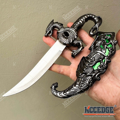 Couteau médiéval fantastique à lame fixe avec fourreau, 23 cm – Acier inoxydable 440 non tranchant, accessoire de cosplay, réplique historique, objet de décoration, 5 couleurs