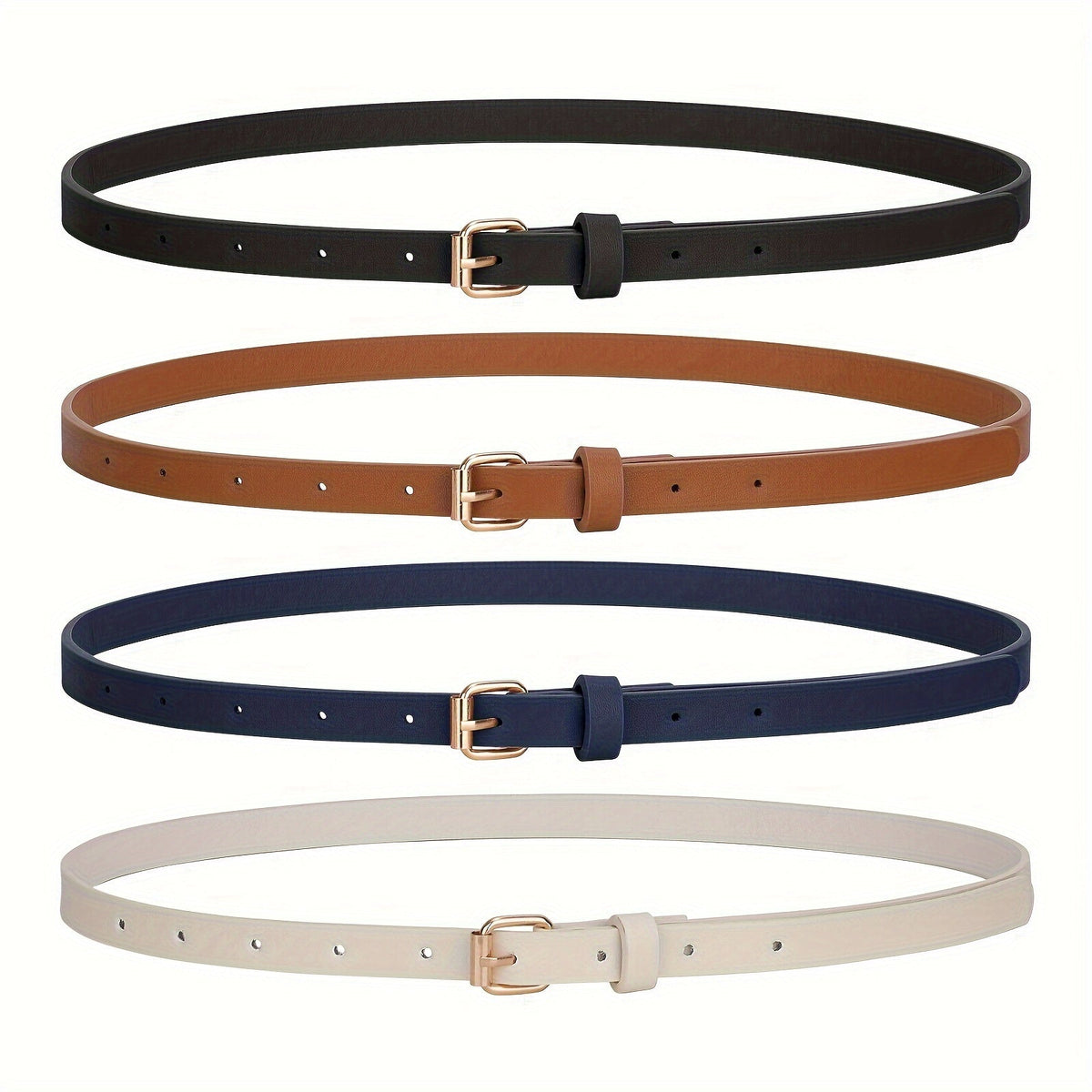 Ceinture fine pour femme en cuir synthétique, 4 styles, tailles S à 1XL, ceinture mode skinny pour robes, jeans, jupes, tenues décontractées et élégantes – Styles A B C D