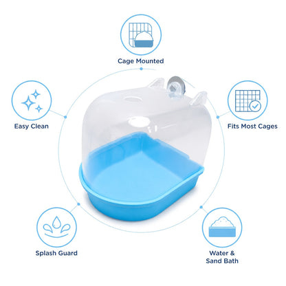Baignoire pour oiseaux perroquets, transparente, anti-éclaboussures, en polypropylène durable avec poignées pour perruches, calopsittes, inséparables et perruches ondulées – Bassin de bain pour oiseaux facile à nettoyer et portable