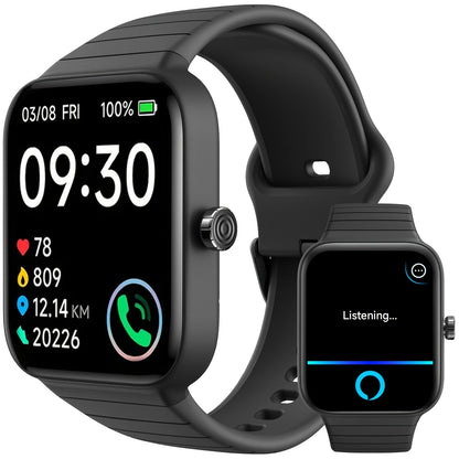 Smartwatch with Alexa Built-In 1.95 Inch Large HD Screen Wireless Bluetooth Calling 100+ Sport Modes Fitness Tracker Pedometer Heart Rate Sleep Monitor – iPhone Android Compatible Unisex Men Women 12 Colors