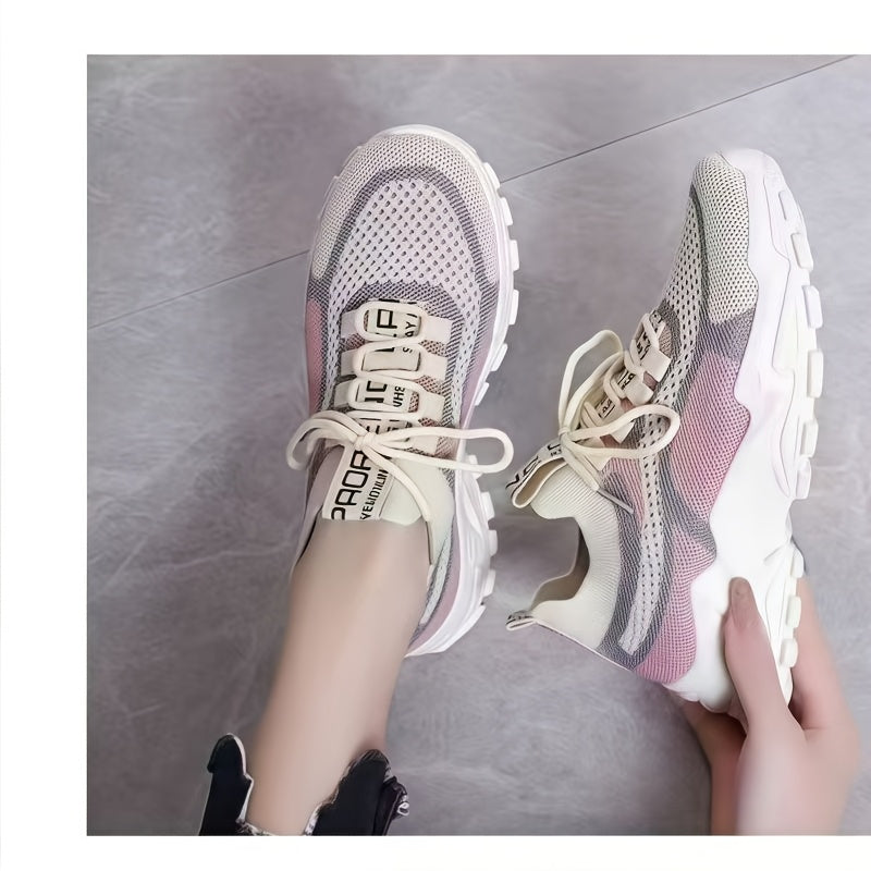 Baskets basses décontractées pour femme avec semelle épaisse en PVC – Tennis légères et respirantes pour la salle de sport, le running et le quotidien | Chaussures de sport pour femme, tailles US 5-10, disponibles en vert, noir, rose et bleu