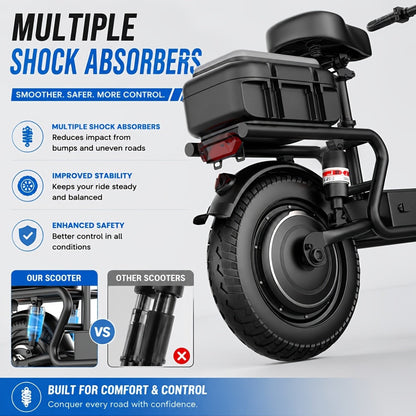 Trottinette électrique G11 avec siège rembourré 54,6 V – Trottinette électrique pliable pour adultes, trajets urbains, design confortable pour les longues distances