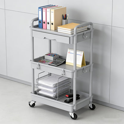 Desserte de rangement à roulettes 3 et 4 niveaux avec tiroir et roues verrouillables – Étagère de rangement multifonctionnelle en plastique pour cuisine, salle de bain, salon, bureau – 7 couleurs