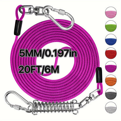 Laisse pour chien ultra-résistante de 1,8, 3, 4,5, 9, 15, 23 ou 30 mètres, câble d'attache d'entraînement pour grands chiens jusqu'à 225 kg, corde de course durable et résistante aux morsures pour le jardin