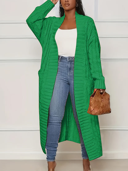 Gilet long en maille pour femme, ouvert sur le devant, cardigan mi-long, veste légère et décontractée, plusieurs couleurs, S-XXL, automne-hiver