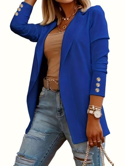 Manteau cardigan pour femme couleur unie longueur midi col à revers manches longues bouton décoratif devant ouvert pull cardigan en maille