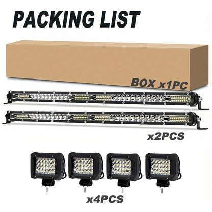 Kit de barre lumineuse de travail à LED pour camion tout-terrain, Jeep, SUV, UTV, VTT et tracteur – Barre lumineuse de 22" et 10" + pods LED de 4", 2000-3000 lumens, 12-24 V, aucune batterie requise, configurations multiples