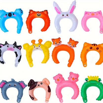 24 serre-têtes gonflables animaux du zoo pour enfants – Arceaux à cheveux ballons safari, jungle, ferme, vie sauvage, articles de fête d'anniversaire thème jungle, cadeaux de fête costumée animaux pour garçons et filles (modèles aléatoires)